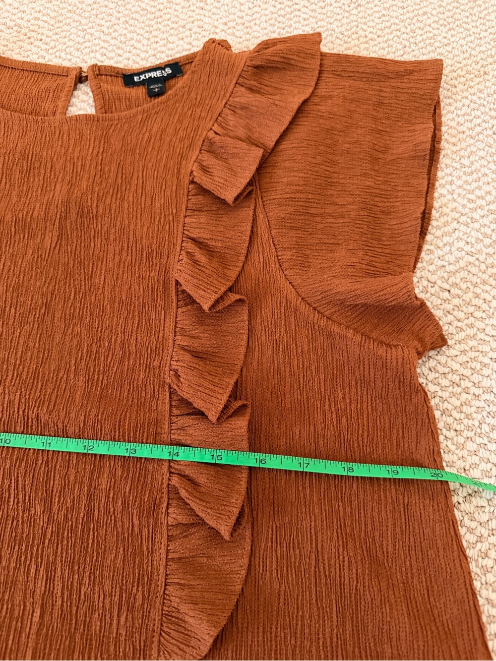 Express Rust Ruffle Front Flutter Sleeve Top - Picture 4 of 6
